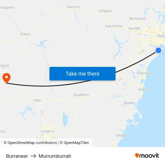 Burraneer to Murrumburrah map