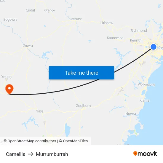 Camellia to Murrumburrah map