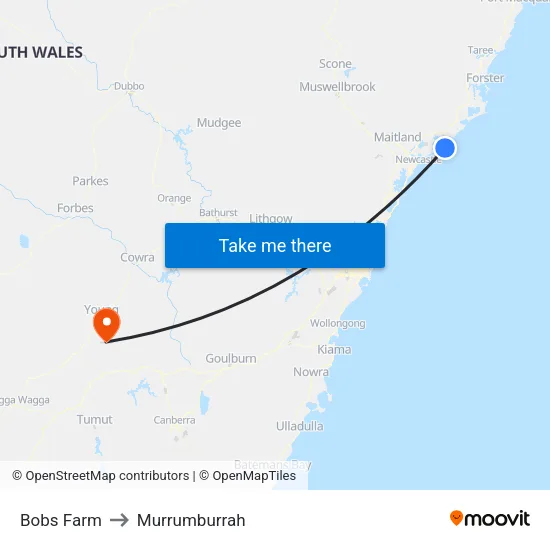 Bobs Farm to Murrumburrah map