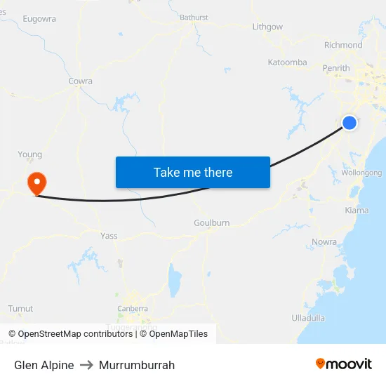 Glen Alpine to Murrumburrah map