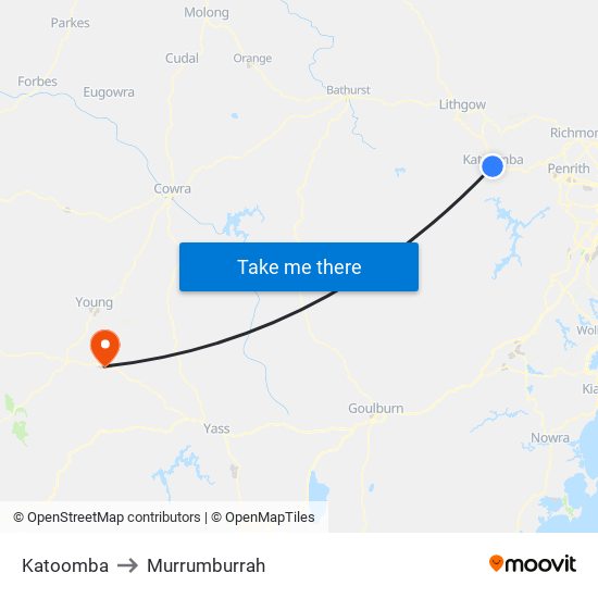 Katoomba to Murrumburrah map