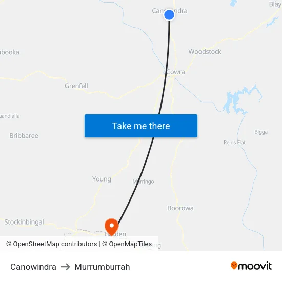 Canowindra to Murrumburrah map