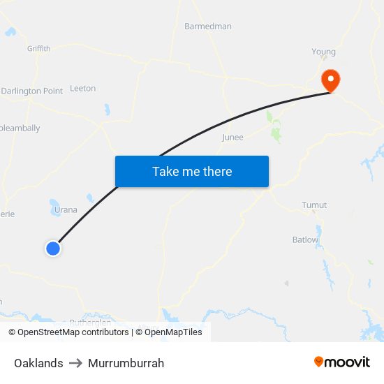 Oaklands to Murrumburrah map