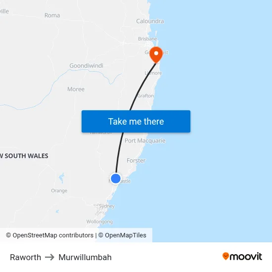 Raworth to Murwillumbah map