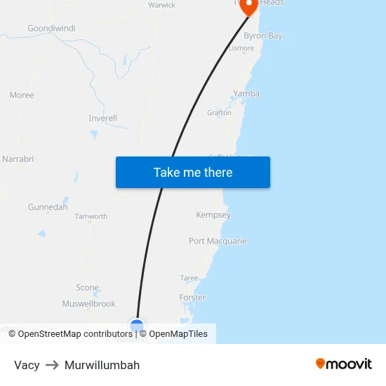 Vacy to Murwillumbah map