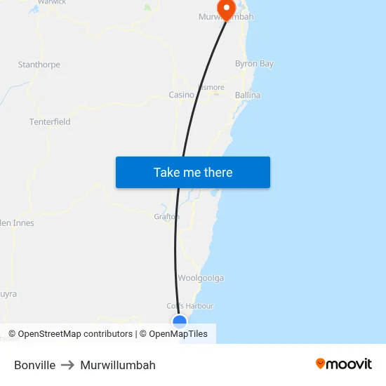 Bonville to Murwillumbah map