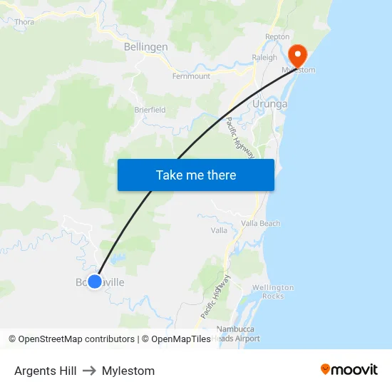 Argents Hill to Mylestom map