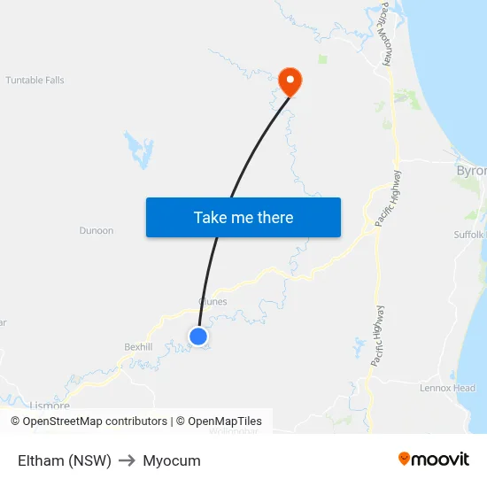 Eltham (NSW) to Myocum map