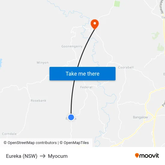 Eureka (NSW) to Myocum map