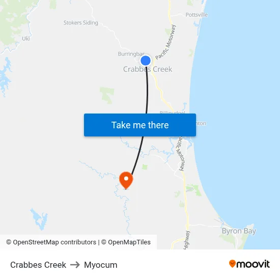 Crabbes Creek to Myocum map