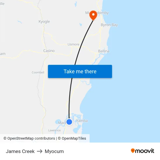 James Creek to Myocum map