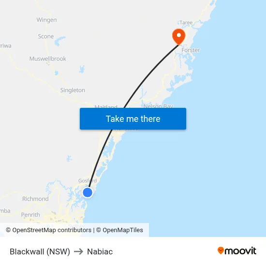 Blackwall (NSW) to Nabiac map