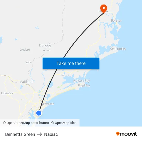Bennetts Green to Nabiac map
