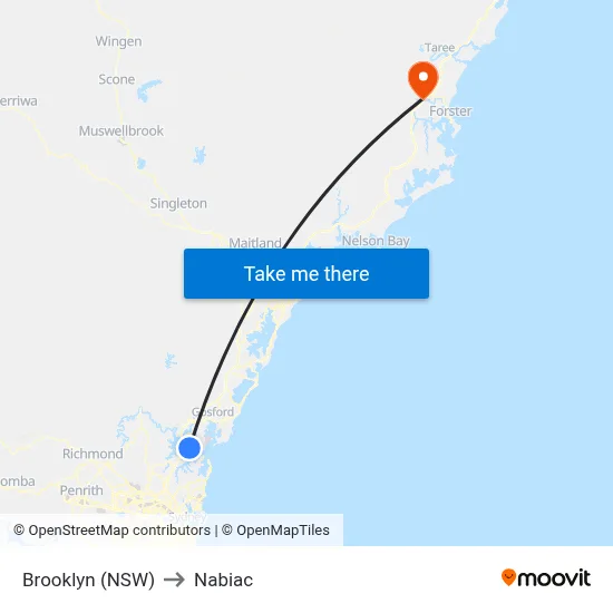 Brooklyn (NSW) to Nabiac map