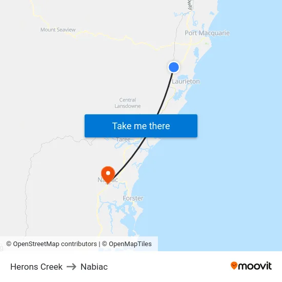 Herons Creek to Nabiac map