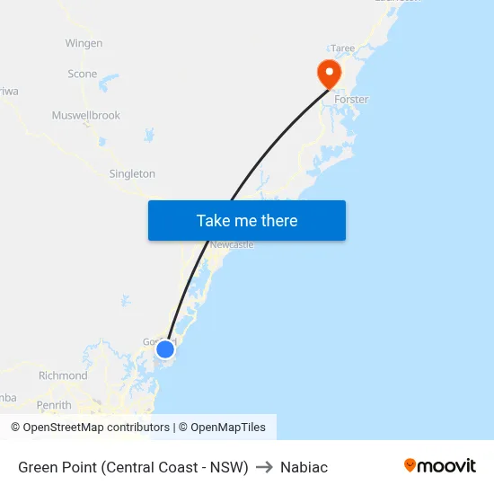 Green Point (Central Coast - NSW) to Nabiac map