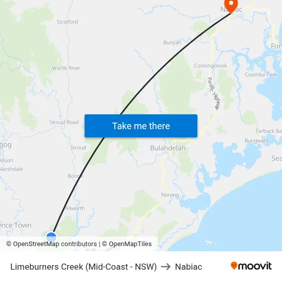 Limeburners Creek (Mid-Coast - NSW) to Nabiac map