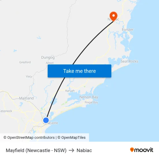 Mayfield (Newcastle - NSW) to Nabiac map