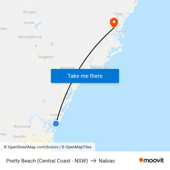 Pretty Beach (Central Coast - NSW) to Nabiac map