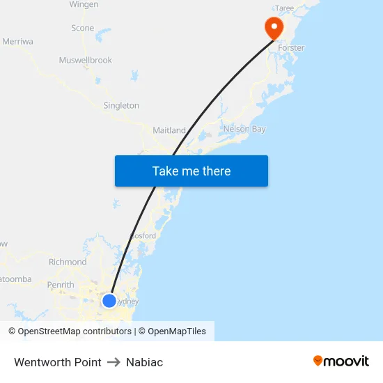 Wentworth Point to Nabiac map
