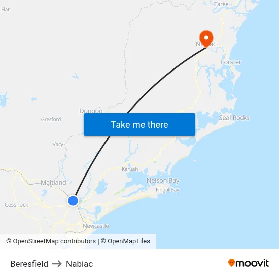 Beresfield to Nabiac map
