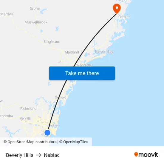 Beverly Hills to Nabiac map