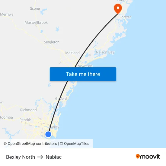 Bexley North to Nabiac map