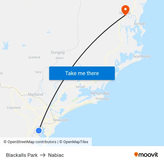 Blackalls Park to Nabiac map