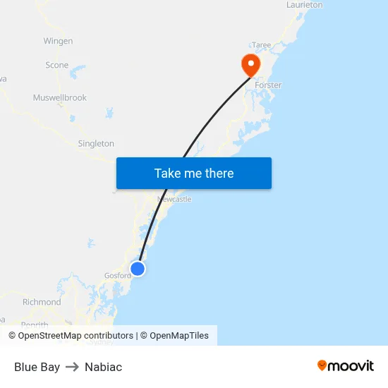 Blue Bay to Nabiac map