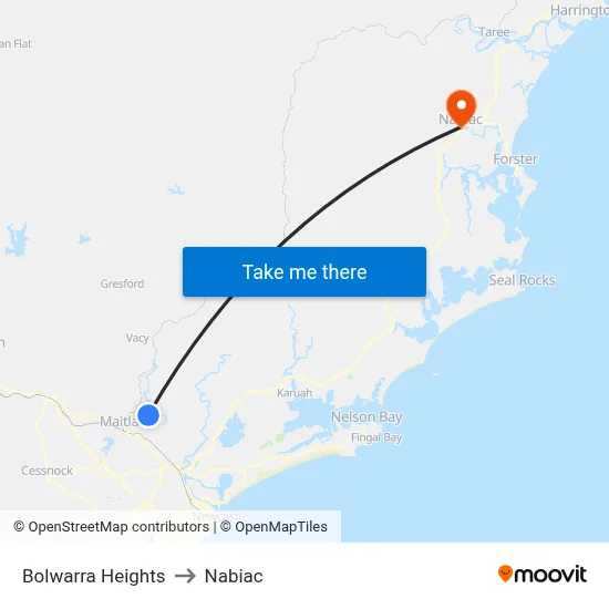 Bolwarra Heights to Nabiac map