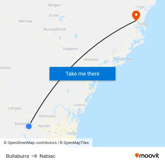 Bullaburra to Nabiac map