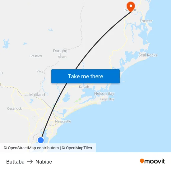 Buttaba to Nabiac map
