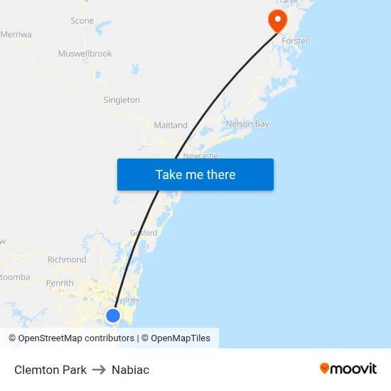 Clemton Park to Nabiac map