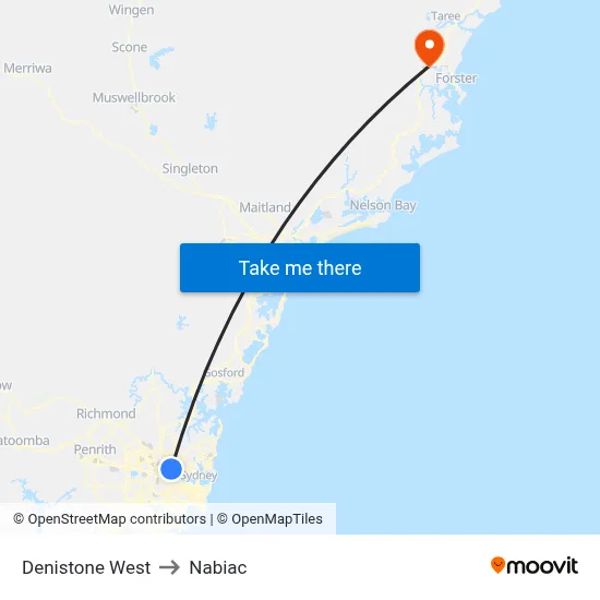 Denistone West to Nabiac map