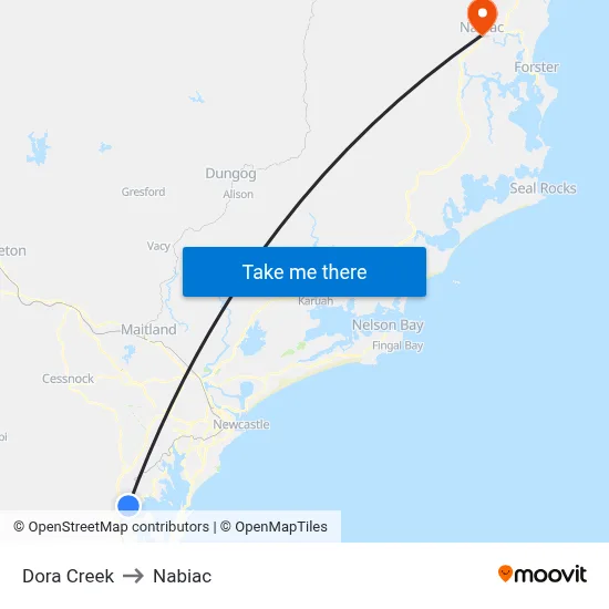 Dora Creek to Nabiac map