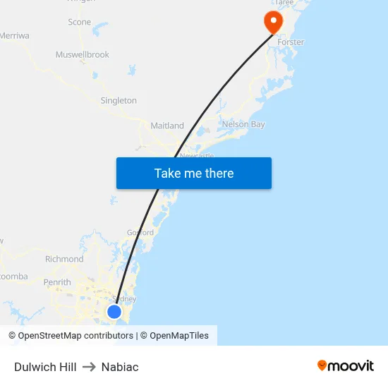 Dulwich Hill to Nabiac map