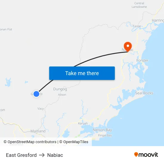 East Gresford to Nabiac map