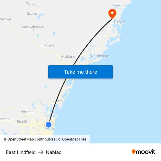 East Lindfield to Nabiac map