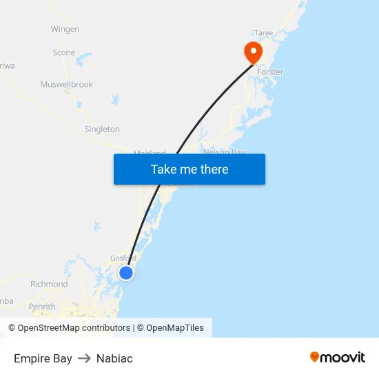 Empire Bay to Nabiac map