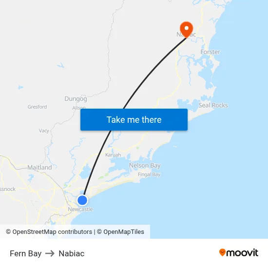 Fern Bay to Nabiac map
