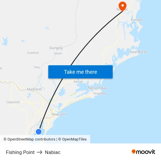 Fishing Point to Nabiac map