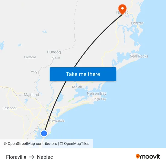 Floraville to Nabiac map