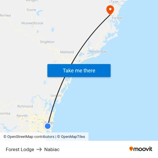 Forest Lodge to Nabiac map