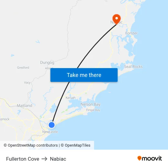 Fullerton Cove to Nabiac map