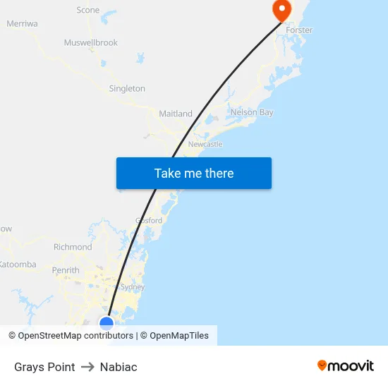 Grays Point to Nabiac map