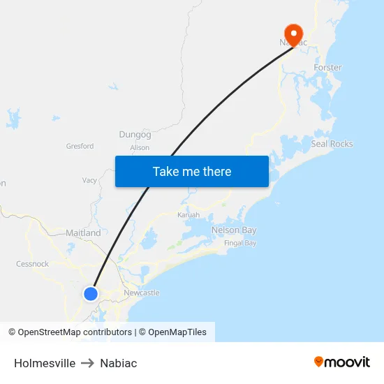 Holmesville to Nabiac map