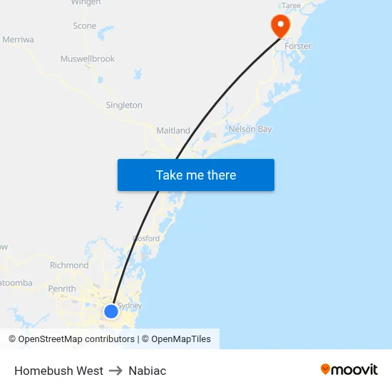 Homebush West to Nabiac map