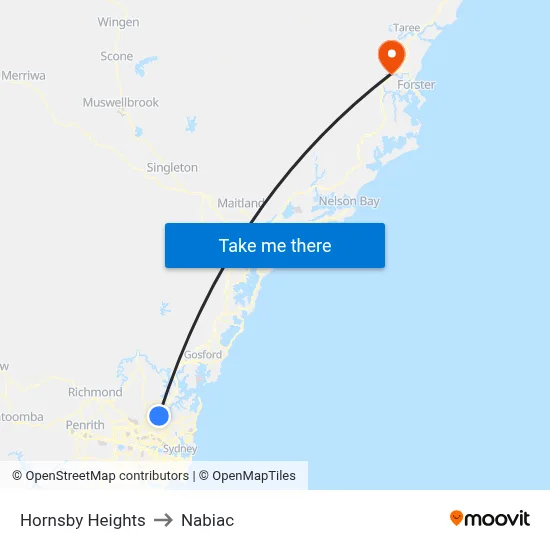 Hornsby Heights to Nabiac map