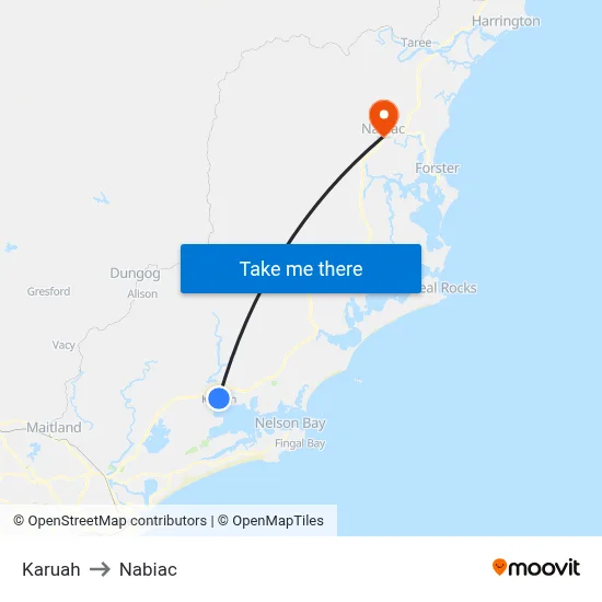 Karuah to Nabiac map