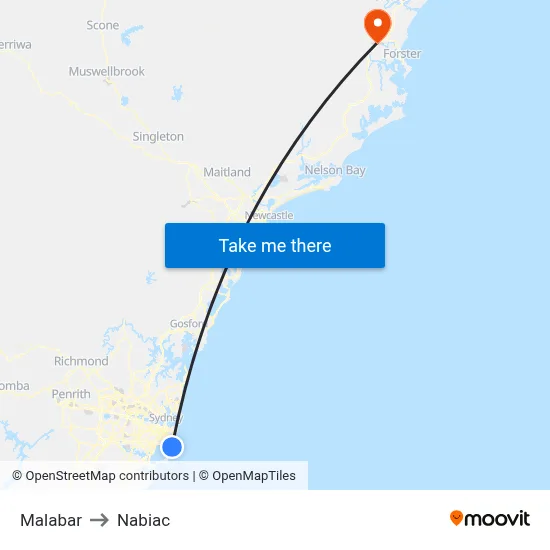 Malabar to Nabiac map